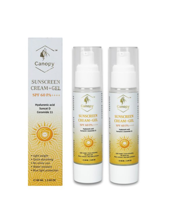 Canopy Sunscreen Cream + Gel SPF 60 PA++++ – 60ml (Pack of 2)